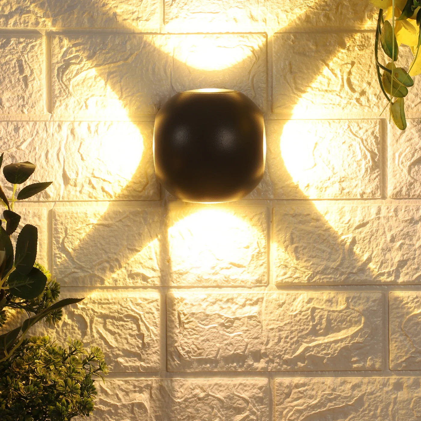 UL 4way cross - Grey Metal Outdoor Wall Light Included Bulb